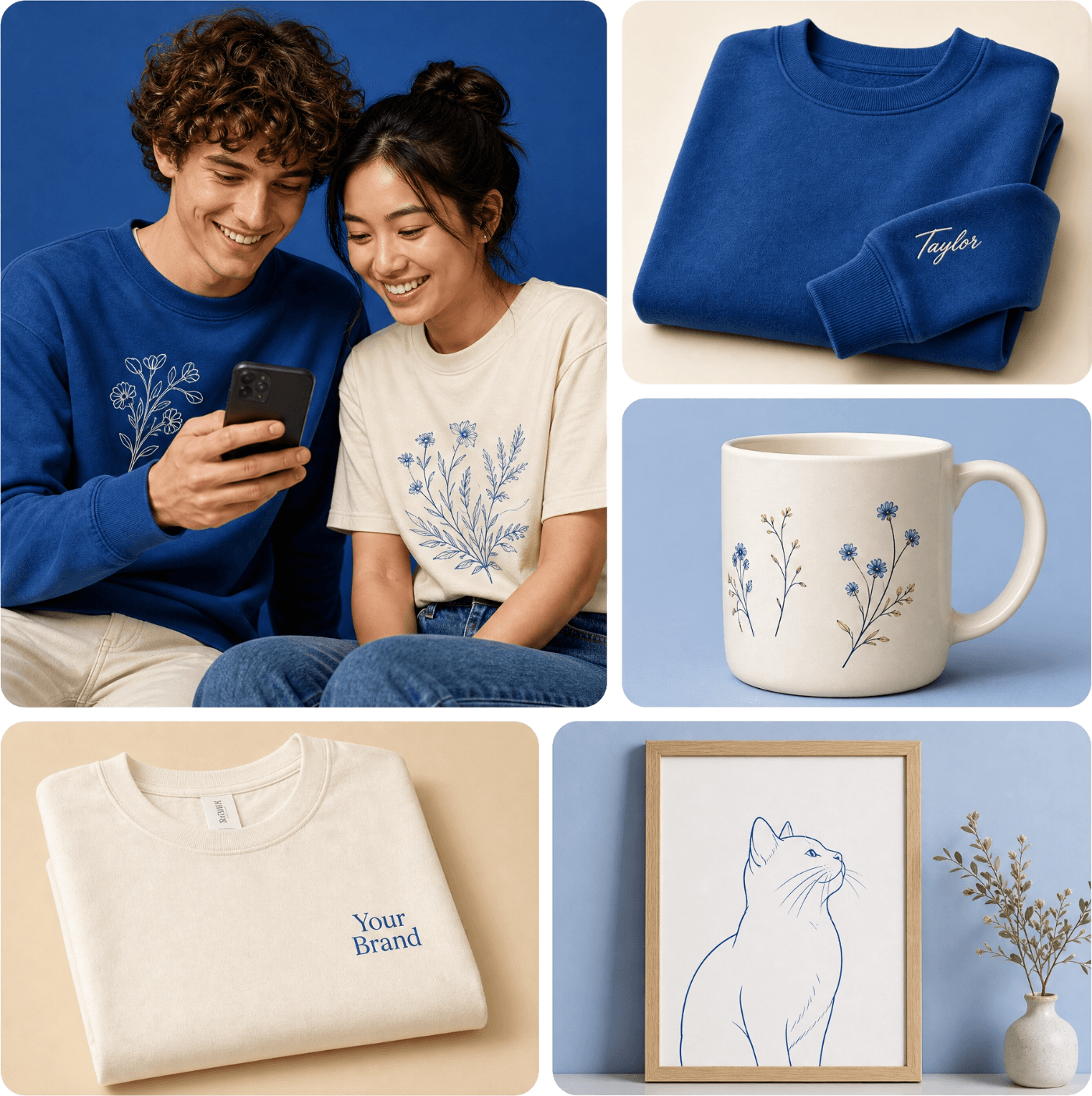 Eigene Marke auf Hoodie, Tee, Tasse und Print — von Dropp.it gedruckt und versendet